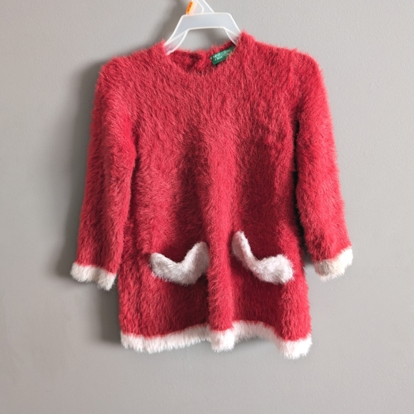 United Colors of Benetton Toddler soft red Christmas dress - Picture 1 of 12